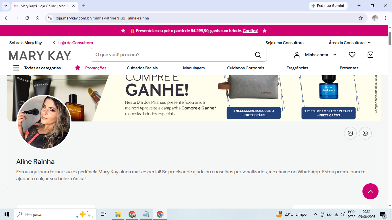 Vitrine oficial Mary Kay de Aline Rainha